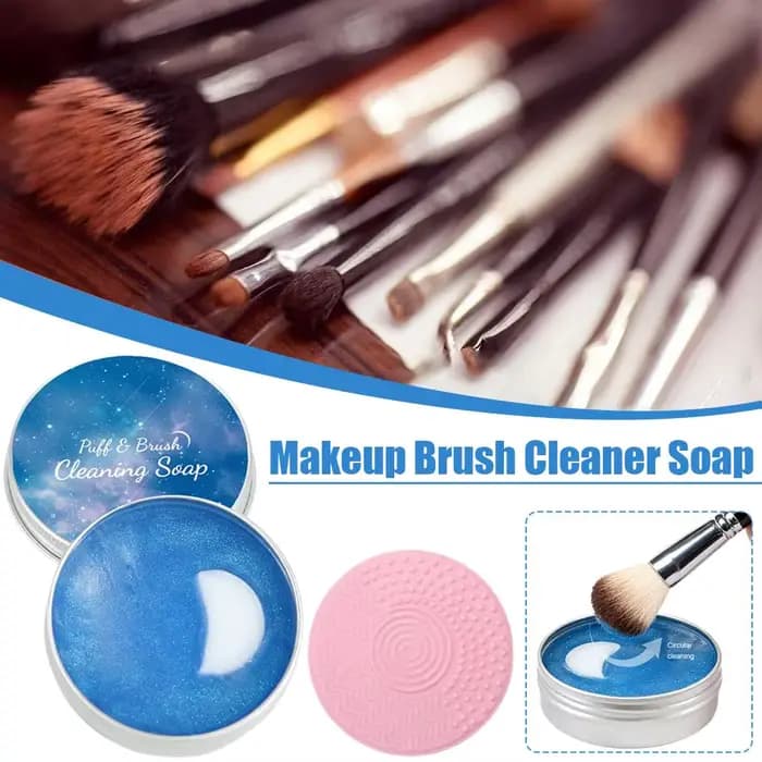Savon nettoyant pour pinceaux de maquillage avec tapis en silicone