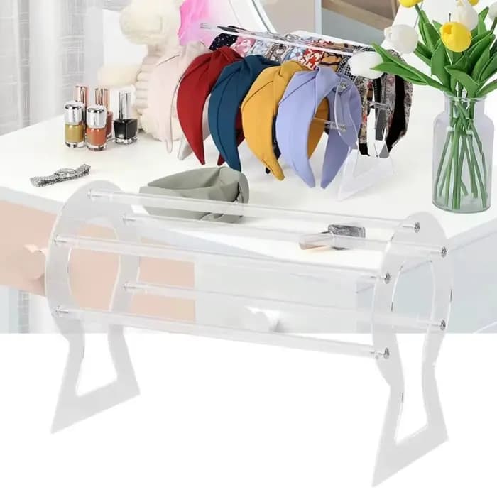 Support de rangement multifonctionnel en acrylique transparent pour serre-têtes et accessoires capillaires