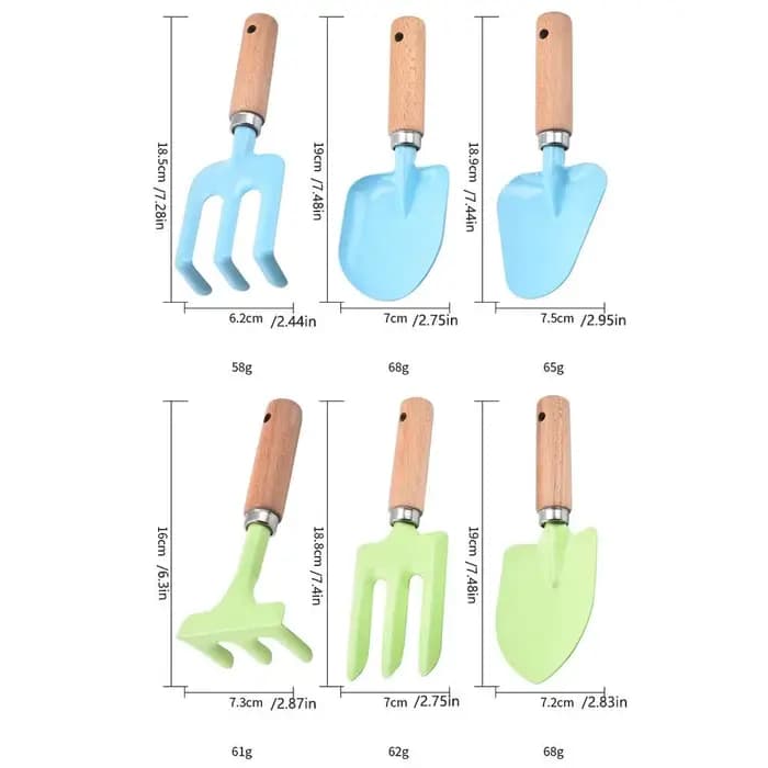 Ensemble d'outils de jardinage pour enfants, 1/3 pièces, manche en bois robuste, pelle, râteau, fourche, outils de jardin pour enfants, couleur bonbon, sûrs