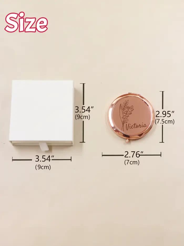 Miroir de poche de mariage personnalisé-avec fleur de naissance