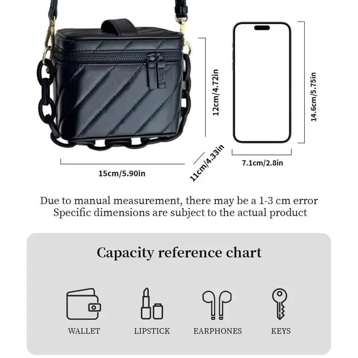 Sac Yves Saint Laurent noir matelassé, mini sac cosmétique YSL avec miroir intégré, pochette de maquillage multi-usage avec accessoires détachables DIY