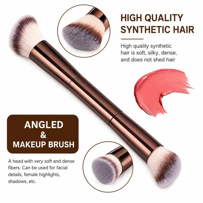 Ensemble de 2 pinceaux de maquillage à double extrémité – Fond de teint et blush