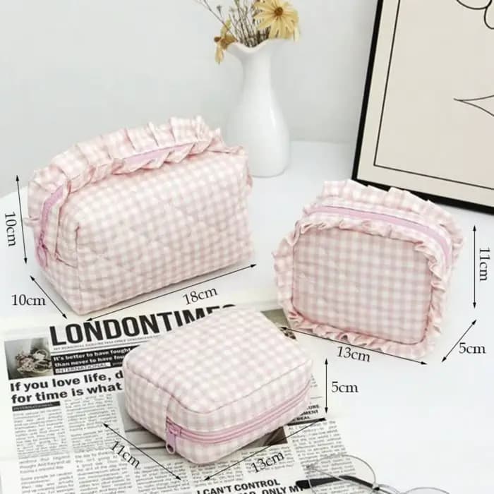 Sac de maquillage portable à motif écossais