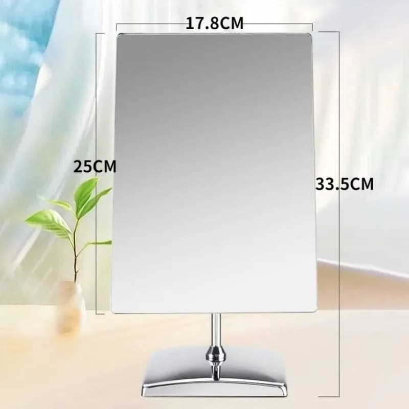 Miroir haute définition simple face avec cadre en métal, miroir de bureau rectangulaire argenté rota