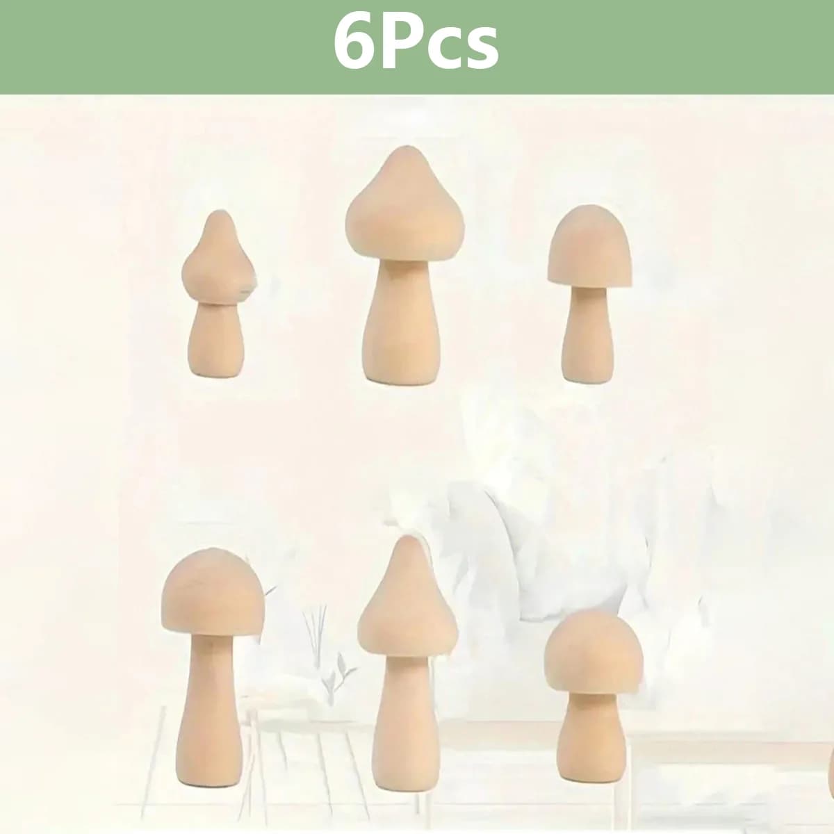 24 pièces/12 pièces/6 pièces Champignons décoratifs en bois non finis, artisanat en bois naturel pou