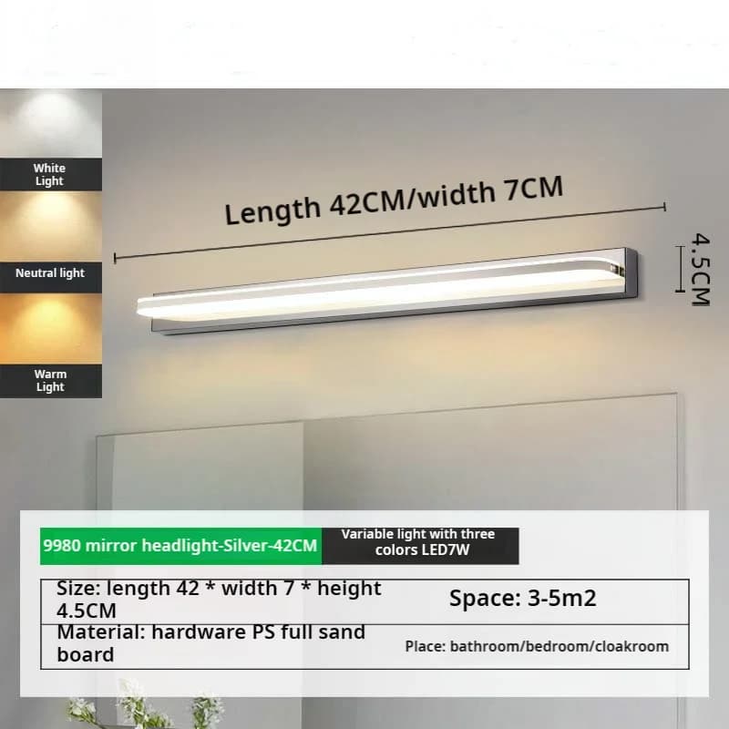 Phares de miroir, lampes de maquillage LED non perforées pour salle de bain, éclairage de miroir, ap