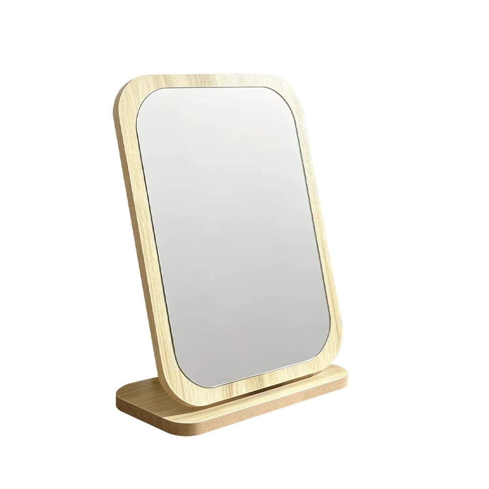 Miroir de Maquillage en Bois Tendance, Pliant et Rotatif, Miroir de Table HD Simple Face, Idéal pour