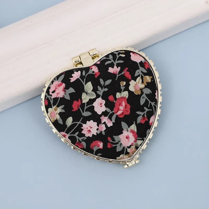 Miroir de poche à fleurs, mini miroir de maquillage compact, portable, pliable sur deux côtés, miroi