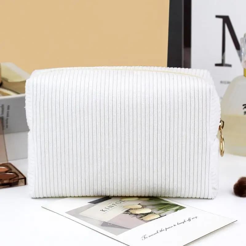 Trousse de toilette de voyage en velours côtelé, organiseur de cosmétiques avec pochette pour servie