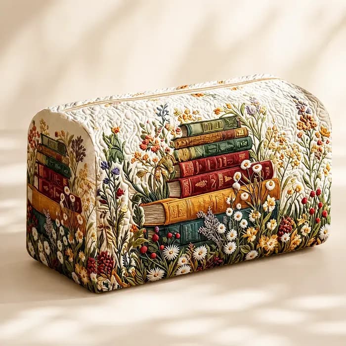 Trousse de Maquillage Vintage Motif Floral, Pochette Portable Matelassée, Organisateur de Toilette, Trousse de Voyage, Sac de Rangement
