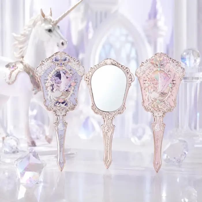 Miroir de Poche Edition Limitée Design Sirène Collection Fées Portable Maquillage Cadeau Femme Blanc Bleu Rose Chocolat