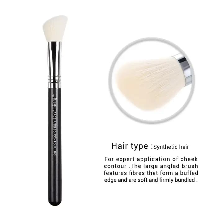 Jessup Blush Brush Maquillage de joue Outil de beauté Grand manche en bois coudé Cheveux synthétiques 168