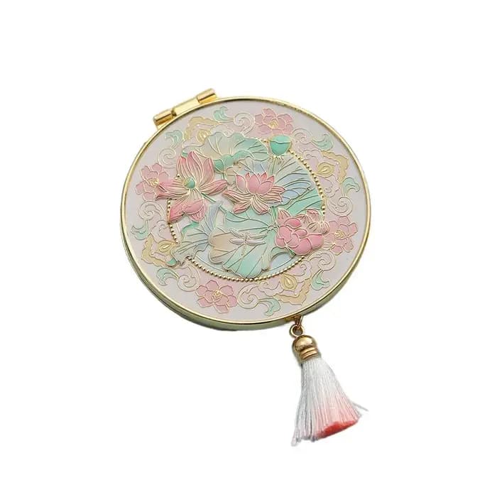 Miroir de maquillage en métal de style chinois