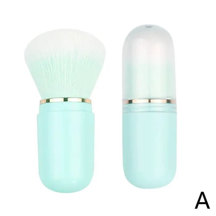 Pinceau de maquillage rétractable, design mini capsule, portable, pour poudre, blush et fond de tein
