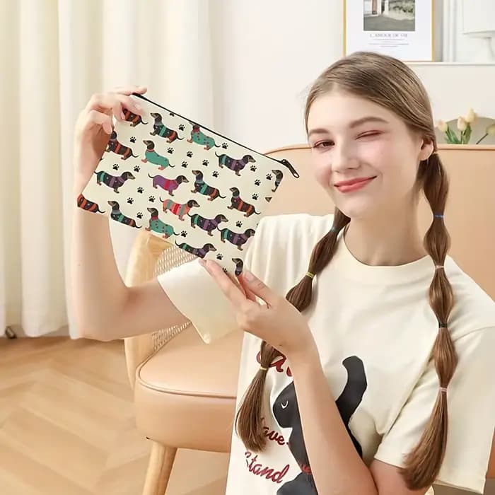 Sac de voyage pour articles de toilette à motif de chiot imprimé