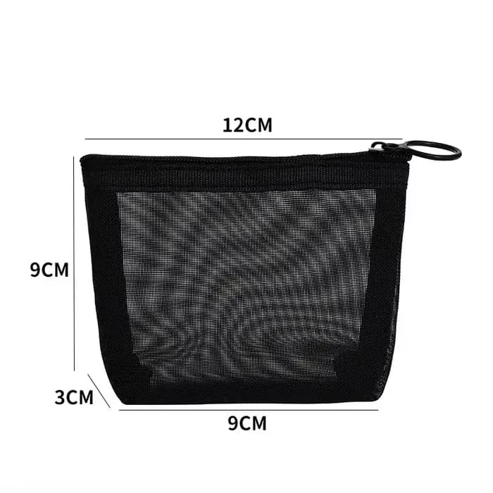 Trousses de toilette en maille noire pour femmes, trousse de maquillage de voyage, petite et grande