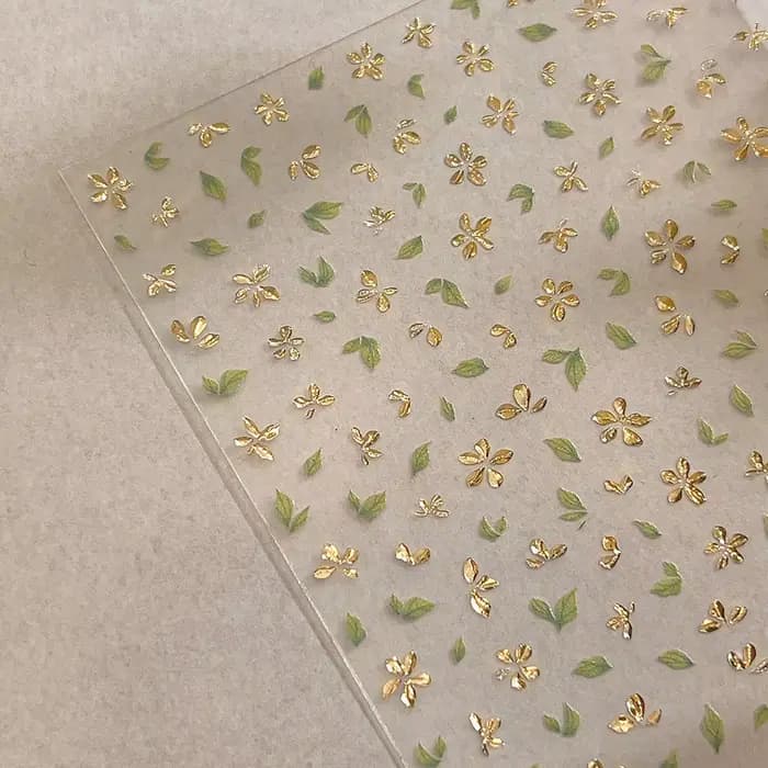 Autocollant pour ongles en feuille d'or, fleur à cinq pétales, fleurs de printemps bronzantes, suppo
