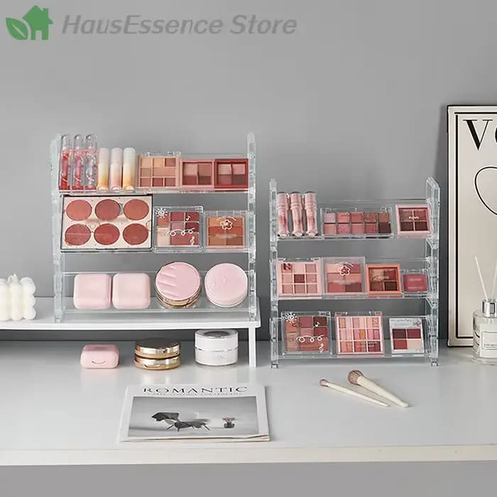 Présentoir à cosmétiques en acrylique à 3 niveaux, plateau multifonctionnel pour fards à paupières, étagère de rangement pour fards à joues, jouets créatifs de bureau, articles divers