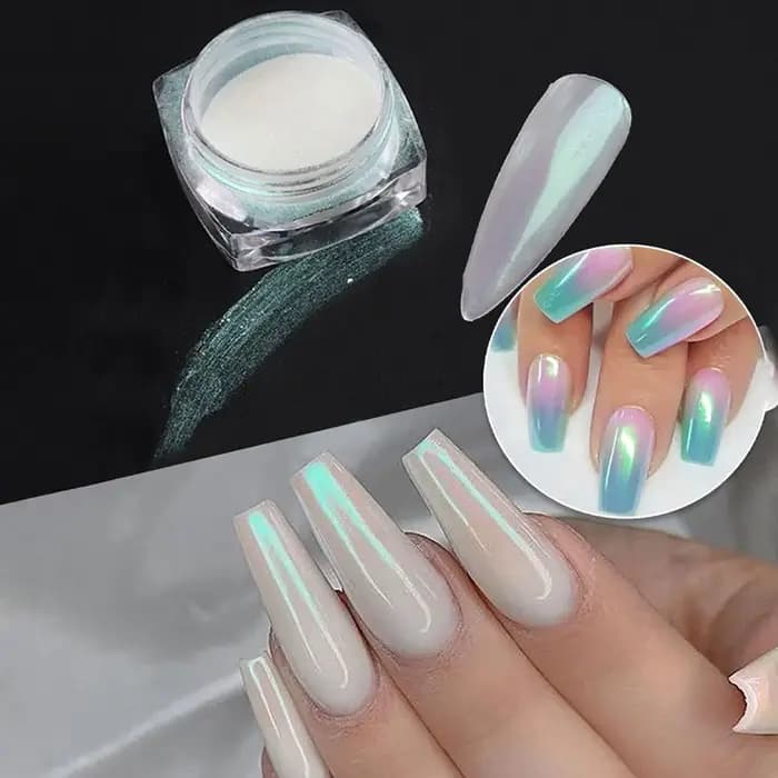 Poudres à ongles effet perle, effet miroir, effet aurore, chrome, sirène, poudre pour nail art, arc-en-ciel AB, poudre de coquillage nacrée effet miroir magique, fournitures