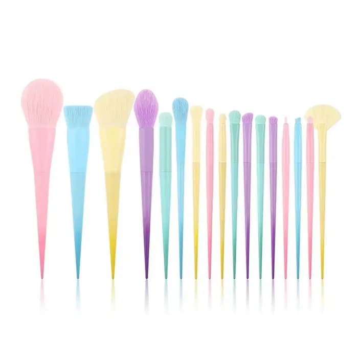 Ensemble de pinceaux de maquillage 17 pièces dans des nuances Macaron de couleur bonbon : pinceau à poudre