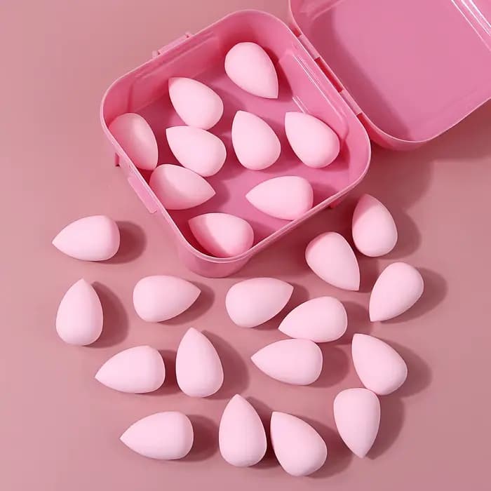 26 mini éponges de maquillage roses avec boîte de rangement