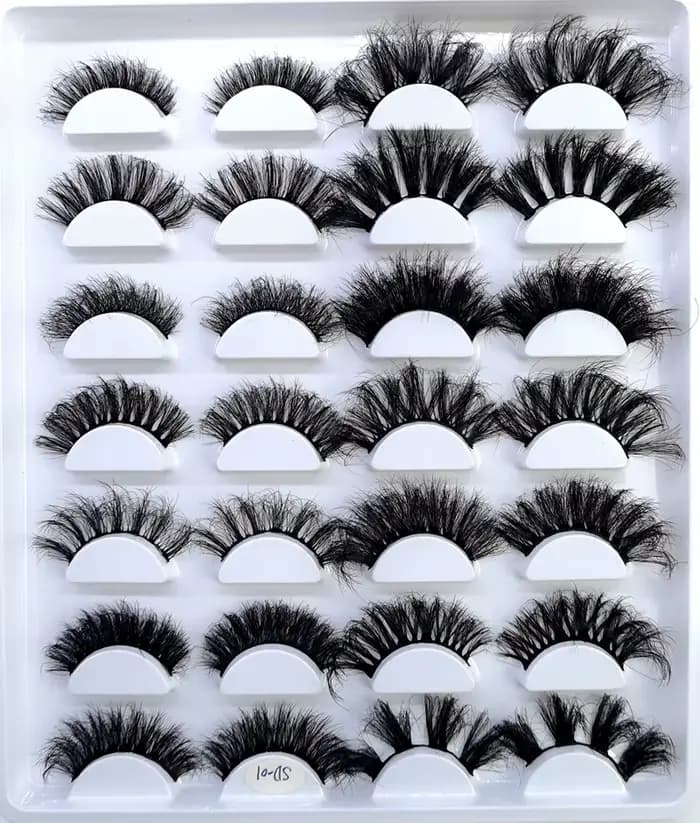 HBZGTLAD 14 paires de cils 25mm Faux cils de vison longue durée cils de vison moelleux Volume dramat