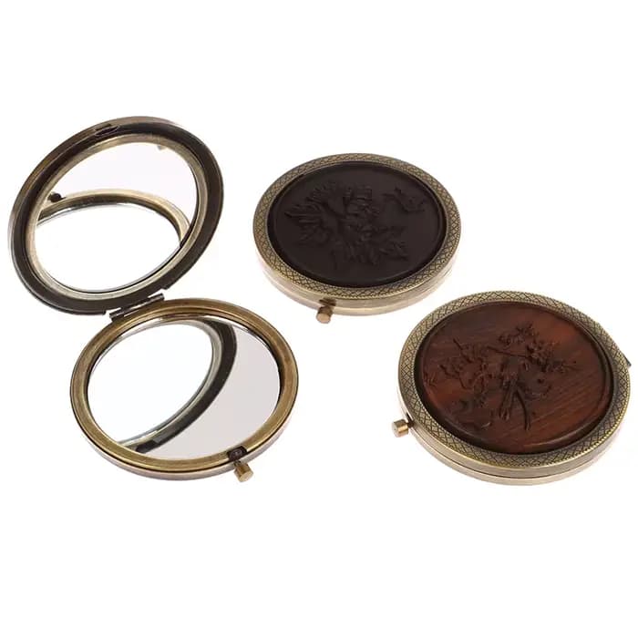 Miroir de Poche Pliant en Bois pour Femme