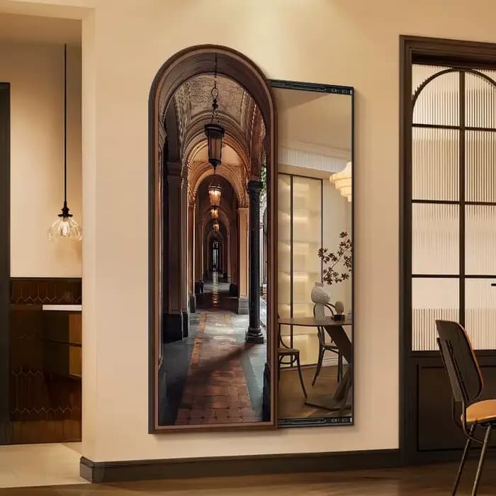 Art miroir irrégulier cadre esthétique verre Compact femmes luxe
