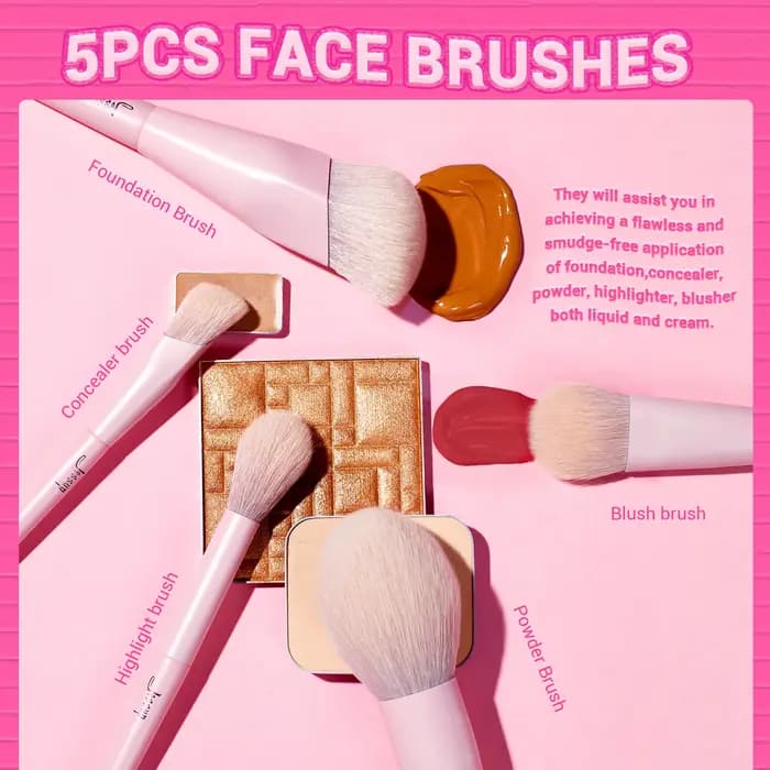 Jessup-Ensemble de pinceaux de maquillage roses
