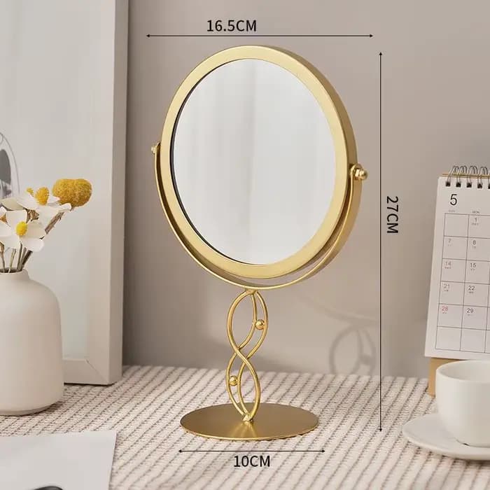 360 ° Miroir de maquillage de bureau rotatif, miroir de vanité de chambre à coucher, cadre en fer,
