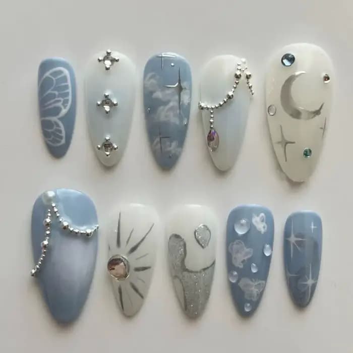 Faux ongles violet foncé, Design diamant 3d, à pression faite à la main, couverture complète, portab