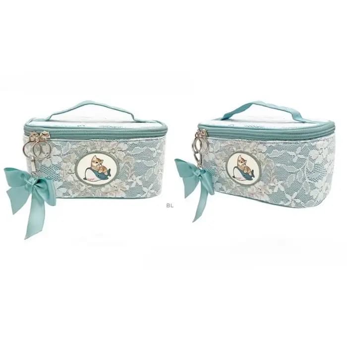 Pochette de maquillage en dentelle délicate Mofusand, mignonne, pratique, portable, pour ranger les cosmétiques et les petits objets