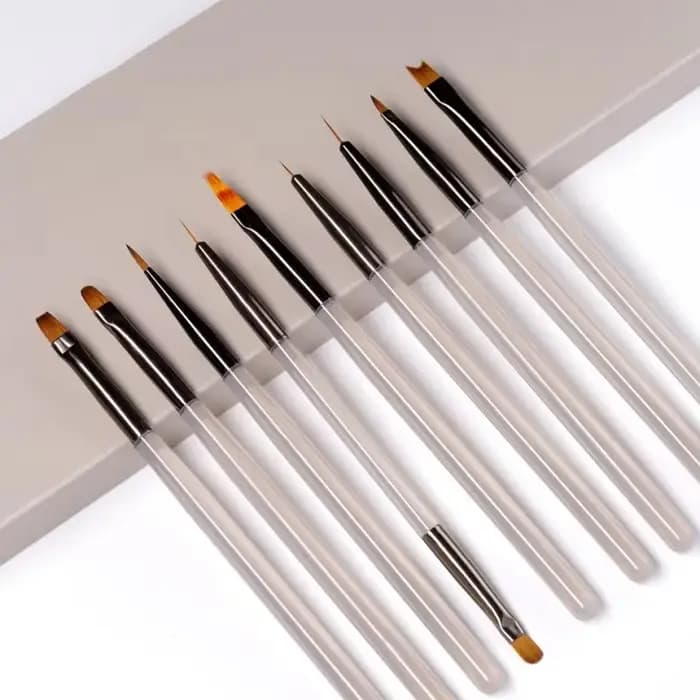Ensemble de 9 pinceaux pour nail art gris/marron