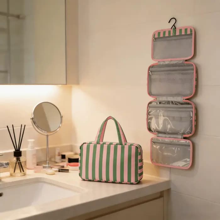Trousse de toilette unisexe rayée