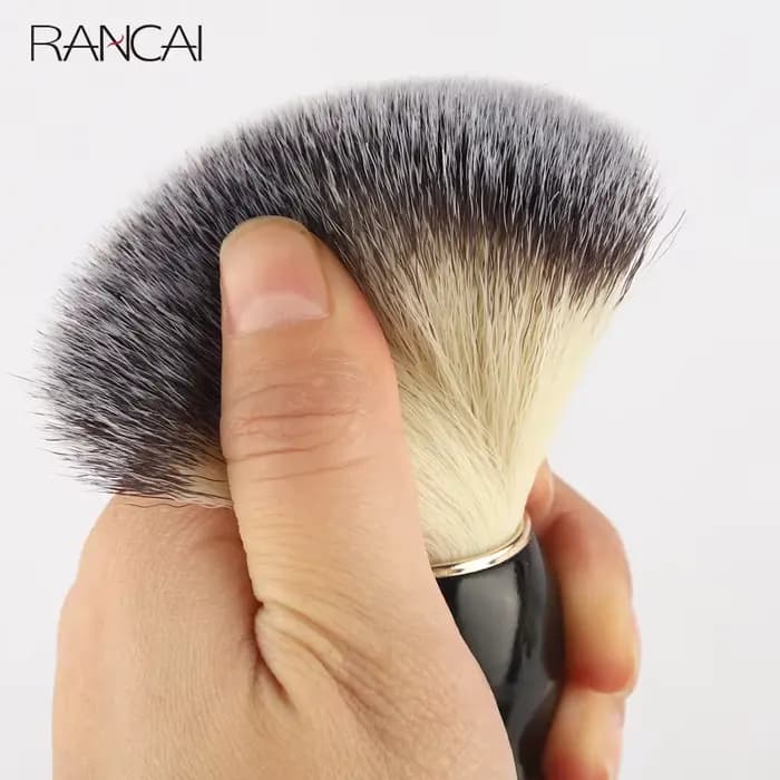 Pinceau à raser la barbe, pinceaux de maquillage, 1 pièce, manche en bois, poils naturels, pour salon de coiffure, barbier, mousse à raser, outils de nettoyage facial pour hommes