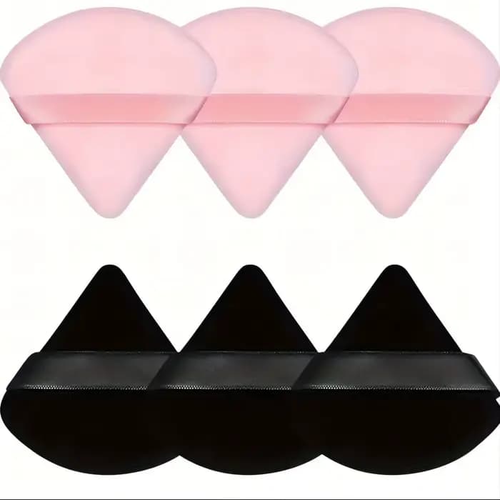 Éponge de maquillage pour le visage, 6 pièces, bouffante de poudre triangulaire en velours doux pour