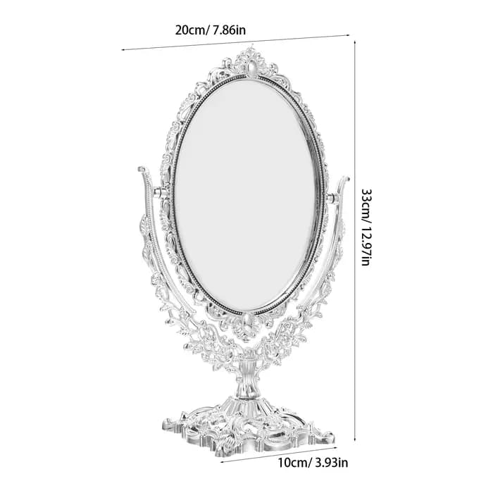 Miroir de maquillage rétro 360 pivotant ovale Double face haute définition Vintage bureau debout Table de vanité