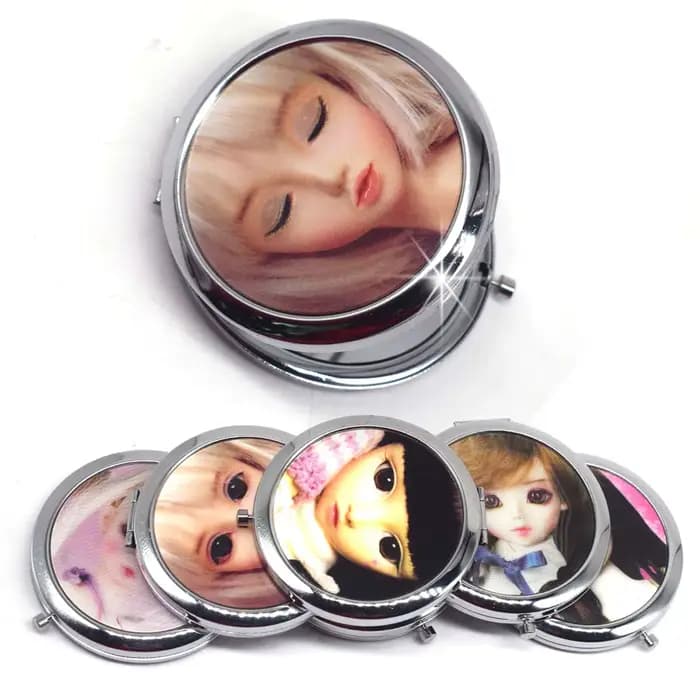 Mini miroir de maquillage de poche, poupée mignonne, cosmétique, Compact, Portable, double face, en