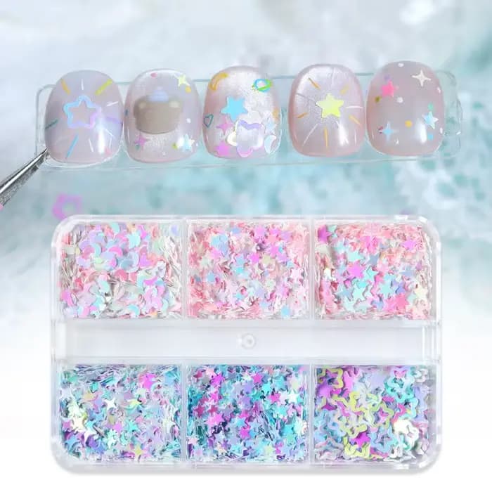 Accessoires pour nail art : étoiles irisées