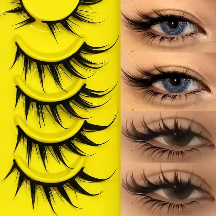 Lasvirey Cils œil de chat, style manga, faux cils 3D en vison, doux, croisés, fins, naturels, ailés,
