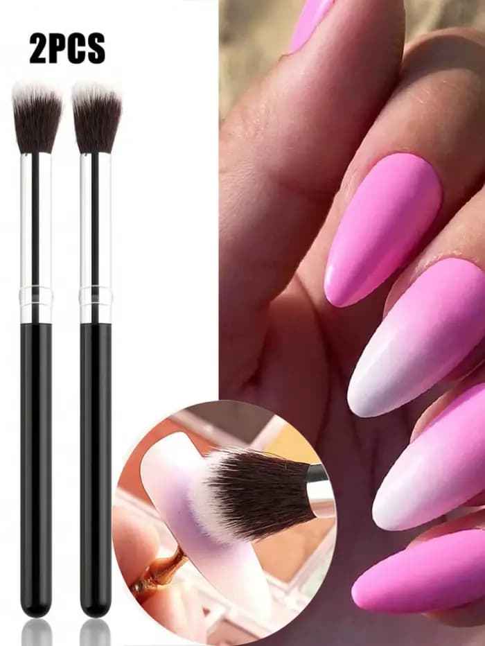 Ensemble de pinceaux pour Nail Art ombré, 2 pièces, ombre à paupières, fond de teint, Blush, pinceau