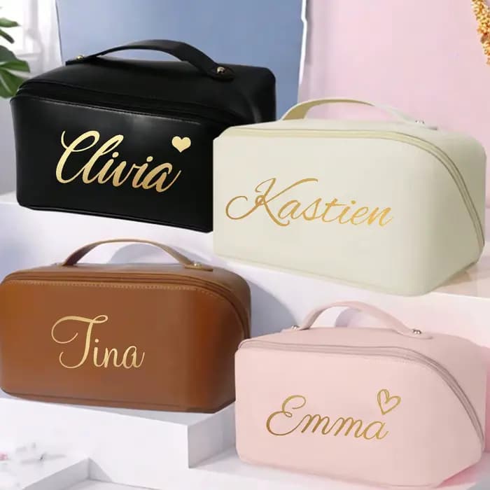Trousse à cosmétiques personnalisée pour femmes, pochette de maquillage portable en simili cuir, tro