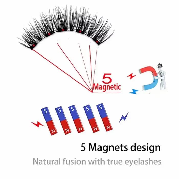 Cils magnétiques naturels 3D, avec 5 cils magnétiques, boîte d'expédition, faux cadeau fait à la mai