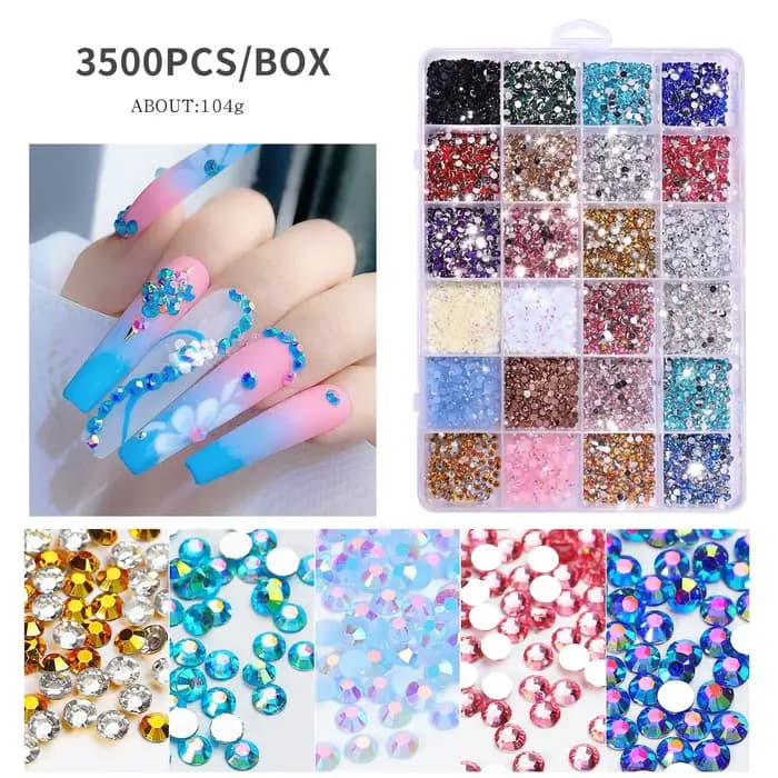 Kit de strass ronds en résine à fond plat, 3500 pièces/boîte, paillettes de couleur, bricolage 3D, d