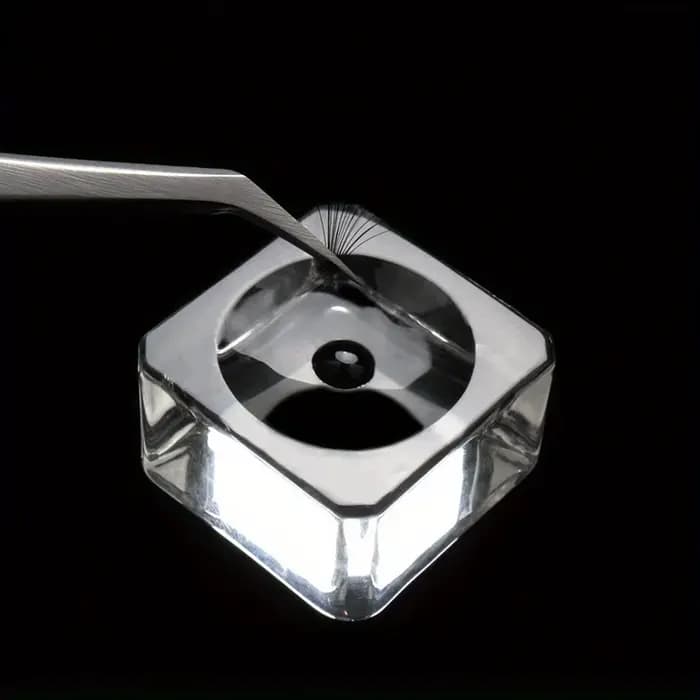 Joint carré en verre de cristal, support de faux cils, tampon de colle, 4 tailles, porte-colle, pale
