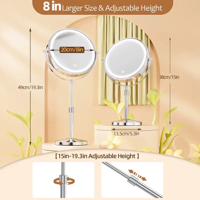 Miroir de maquillage debout avec lampe lumineuse