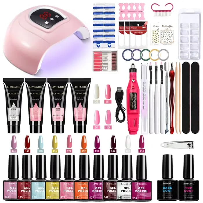 LIMEGIRL Kit de vernis à ongles Gel UV Soak Gel Base Coat Outil de polissage avec lumière LED et perceuse
