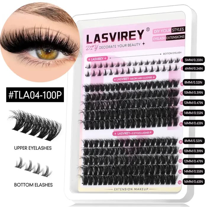 LASVIREY Kit de faux cils en grappes à poser soi-même