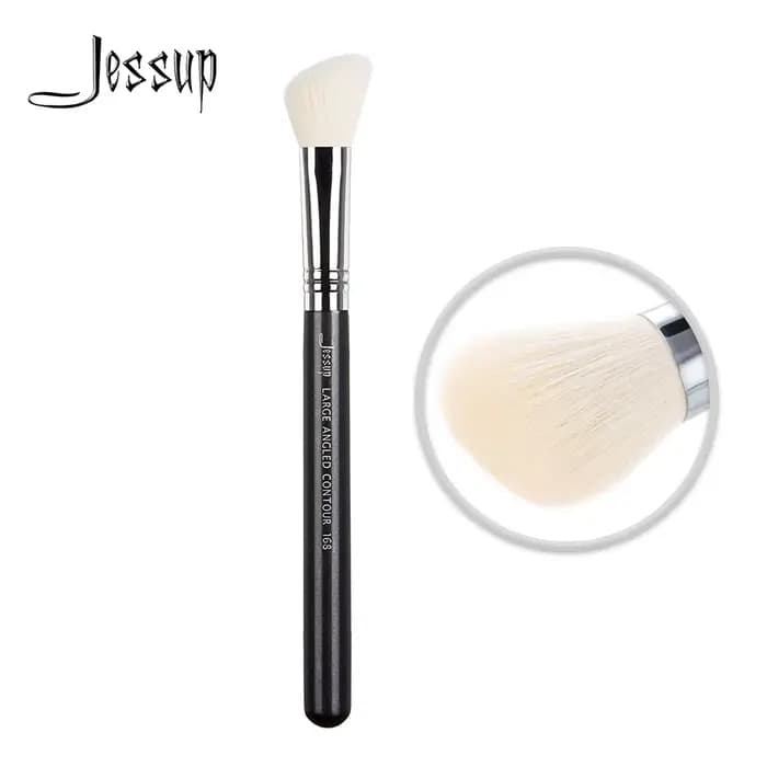 Jessup Blush Brush Maquillage de joue Outil de beauté Grand manche en bois coudé Cheveux synthétique