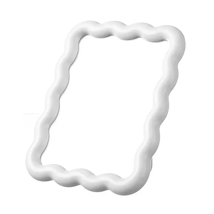 Miroir de maquillage de bureau ondulé, couleur unie, simple, portable, pliable, compact, mignon pour